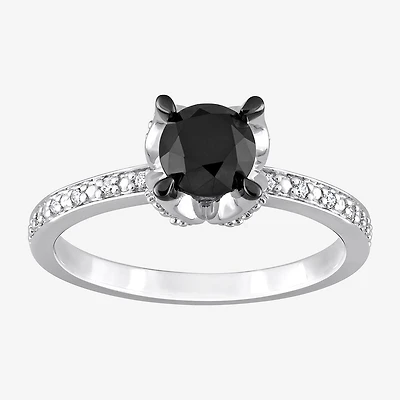 Midnight Black Womens 1 CT. T.W. Natural Diamond 14K Gold Round Engagement Ring