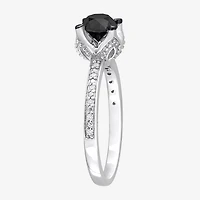 Midnight Black Womens 1 CT. T.W. Natural Diamond 14K Gold Round Engagement Ring