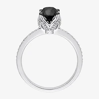 Midnight Black Womens 1 CT. T.W. Natural Diamond 14K Gold Round Engagement Ring