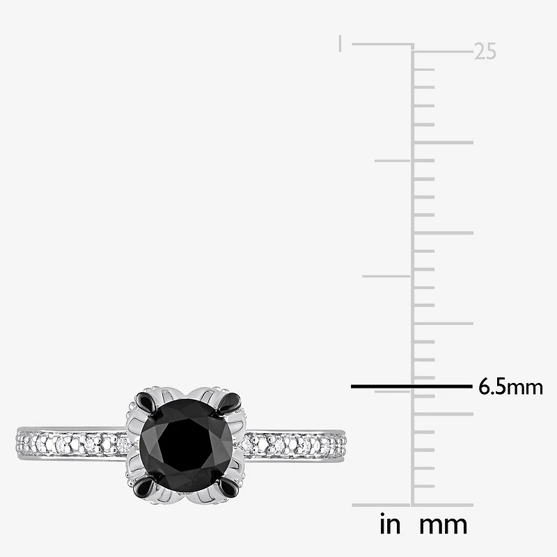 Midnight Black Womens 1 CT. T.W. Natural Diamond 14K Gold Round Engagement Ring