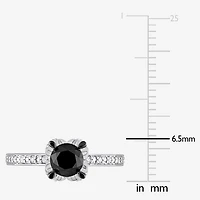 Midnight Black Womens 1 CT. T.W. Natural Diamond 14K Gold Round Engagement Ring