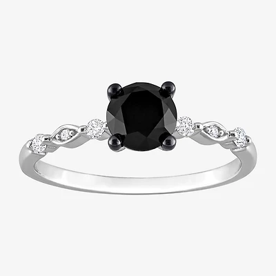 Womens 1 1/10 CT. T.W. Natural Black Diamond 10K Gold Round Engagement Ring