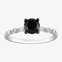 Womens 1 1/10 CT. T.W.  Natural Black Diamond 10K Gold Round Engagement Ring
