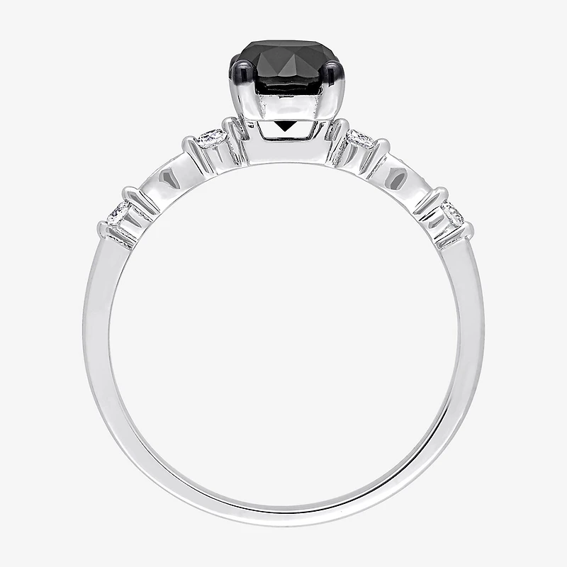 Womens 1 1/10 CT. T.W. Natural Black Diamond 10K Gold Round Engagement Ring