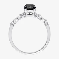 Womens 1 1/10 CT. T.W.  Natural Black Diamond 10K Gold Round Engagement Ring