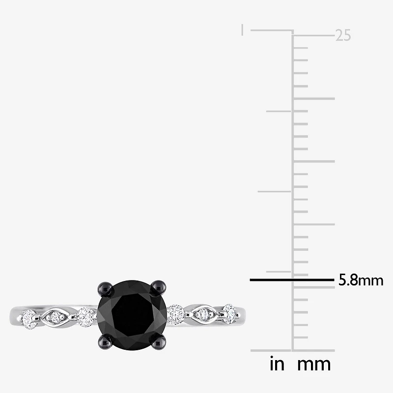 Womens 1 1/10 CT. T.W. Natural Black Diamond 10K Gold Round Engagement Ring