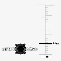 Womens 1 1/10 CT. T.W.  Natural Black Diamond 10K Gold Round Engagement Ring