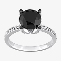 Womens 3 CT. T.W. Natural Black Diamond 14K Gold Round Engagement Ring