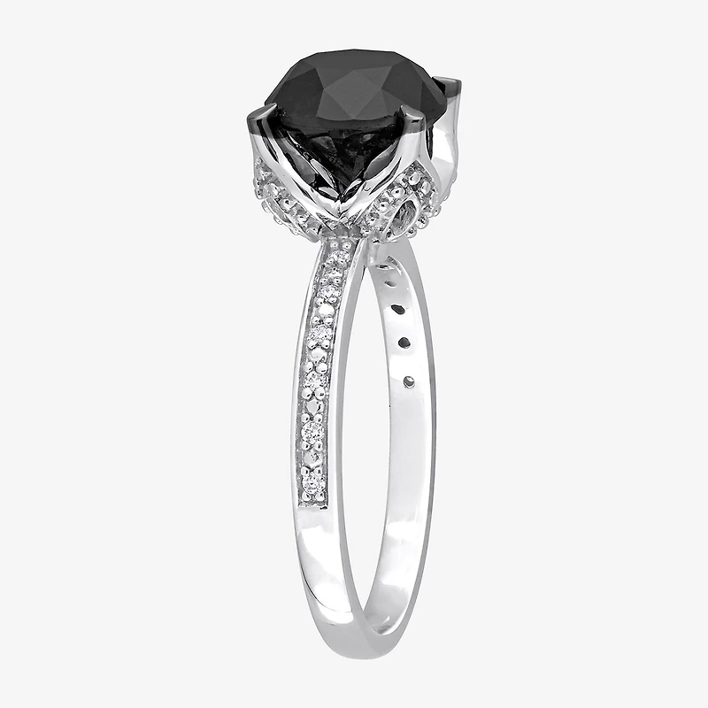 Womens 3 CT. T.W. Natural Black Diamond 14K Gold Round Engagement Ring