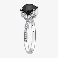Womens 3 CT. T.W. Natural Black Diamond 14K Gold Round Engagement Ring