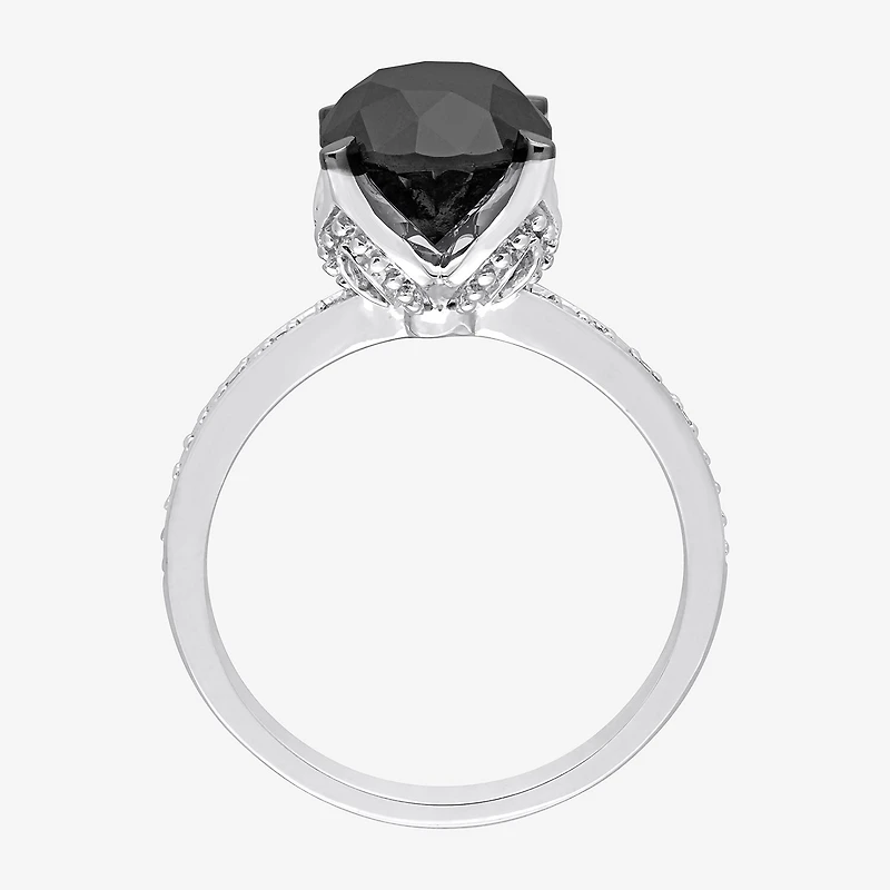 Womens 3 CT. T.W. Natural Black Diamond 14K Gold Round Engagement Ring