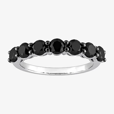 Midnight Black 7-Stone Womens 1 3/4 CT. T.W. Natural Diamond 10K Gold Anniversary Wedding Band