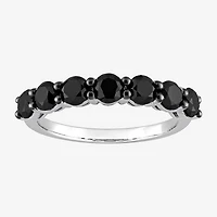 Midnight Black 7-Stone Womens 1 3/4 CT. T.W. Natural Diamond 10K Gold Anniversary Wedding Band