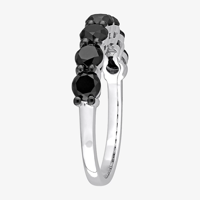 Midnight Black 7-Stone Womens 1 3/4 CT. T.W. Natural Diamond 10K Gold Anniversary Wedding Band