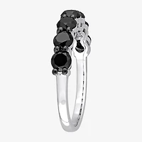 Midnight Black 7-Stone Womens 1 3/4 CT. T.W. Natural Diamond 10K Gold Anniversary Wedding Band