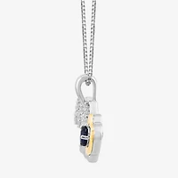 Womens Gemstone Zodiac Pendant Necklace Sterling Silver and 10K Gold