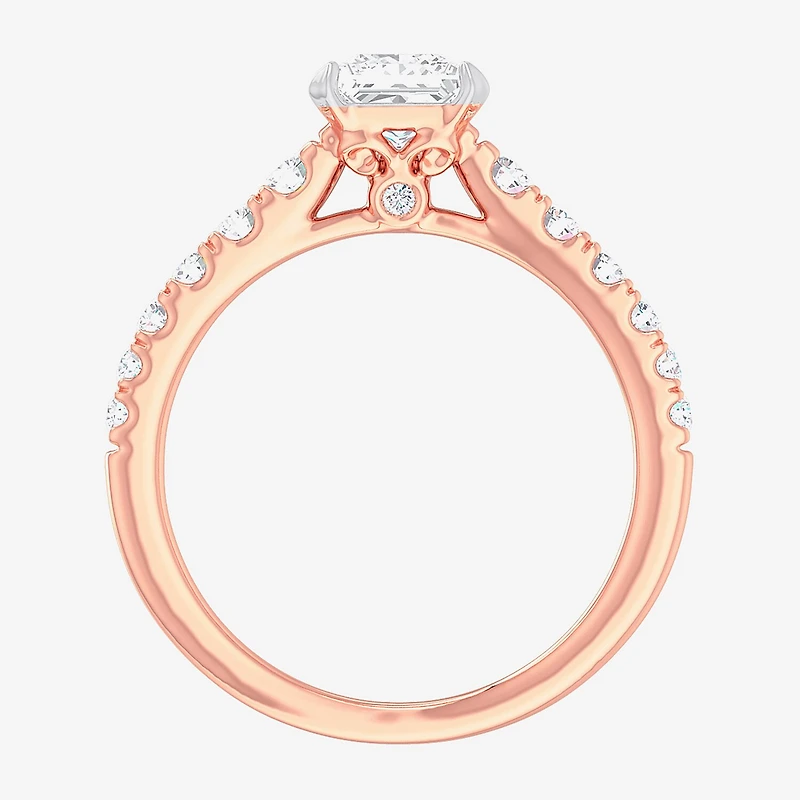 (G-H / Si1-Si2) Womens 1 3/8 CT. T.W. Lab Grown White Diamond 14K Gold Side Stone Engagement Ring