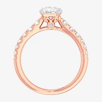 (G-H / Si1-Si2) Womens 1 3/8 CT. T.W. Lab Grown White Diamond 14K Gold Side Stone Engagement Ring