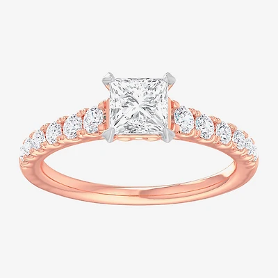 G-H / Si1-Si2) Womens 1 / CT. T.W. Lab Grown White Diamond 14K Gold Side Stone Engagement Ring