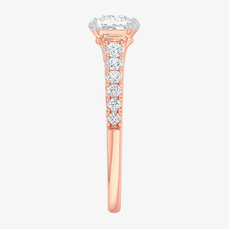 (G-H / Si1-Si2) Womens 1 3/8 CT. T.W. Lab Grown White Diamond 14K Gold Side Stone Engagement Ring