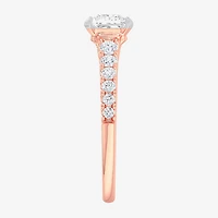 (G-H / Si1-Si2) Womens 1 3/8 CT. T.W. Lab Grown White Diamond 14K Gold Side Stone Engagement Ring