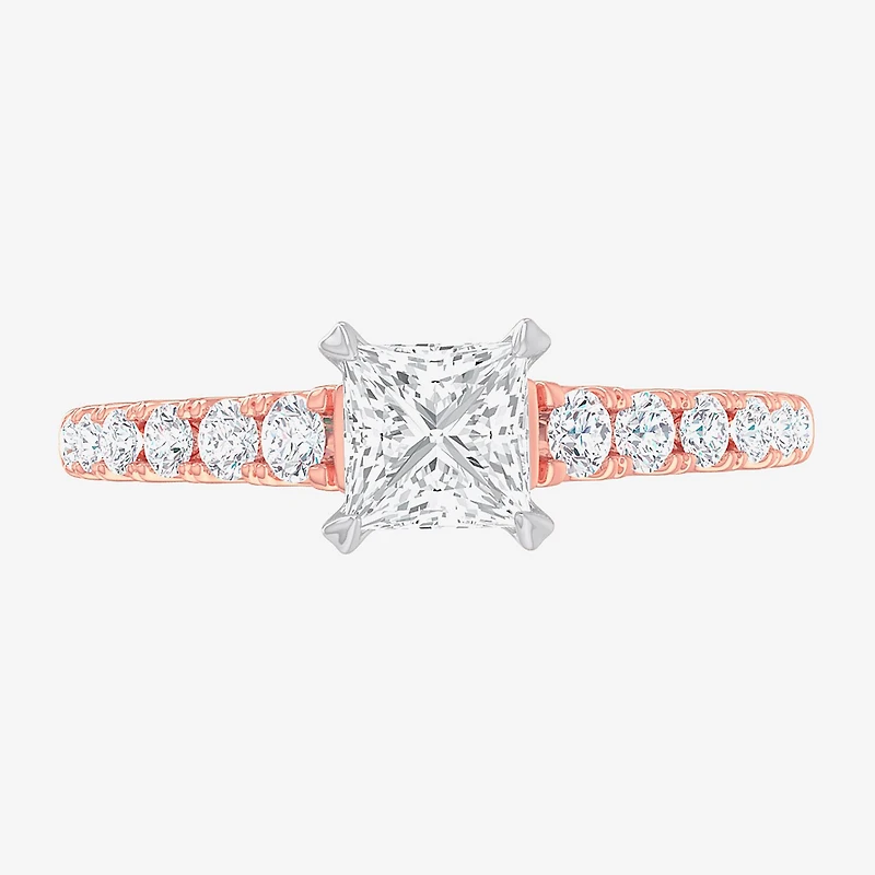 (G-H / Si1-Si2) Womens 1 3/8 CT. T.W. Lab Grown White Diamond 14K Gold Side Stone Engagement Ring