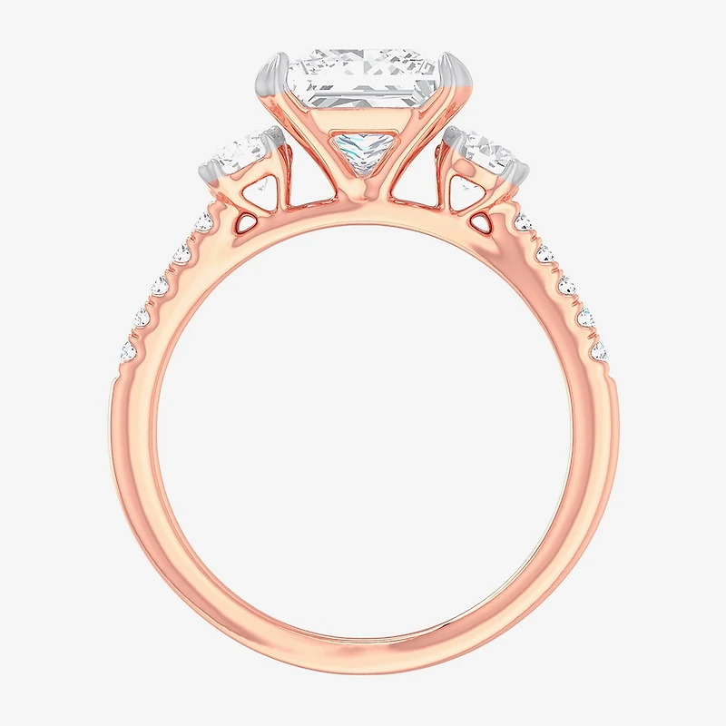 (G-H / Si1-Si2) Womens 2 1/2 CT. T.W. Lab Grown White Diamond 14K Gold Side Stone 3-Stone Engagement Ring