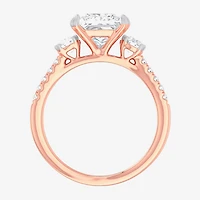 (G-H / Si1-Si2) Womens 2 1/2 CT. T.W. Lab Grown White Diamond 14K Gold Side Stone 3-Stone Engagement Ring