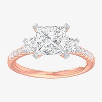 (G-H / Si1-Si2) Womens 2 1/2 CT. T.W. Lab Grown White Diamond 14K Gold Side Stone 3-Stone Engagement Ring