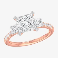 (G-H / Si1-Si2) Womens 2 1/2 CT. T.W. Lab Grown White Diamond 14K Gold Side Stone 3-Stone Engagement Ring