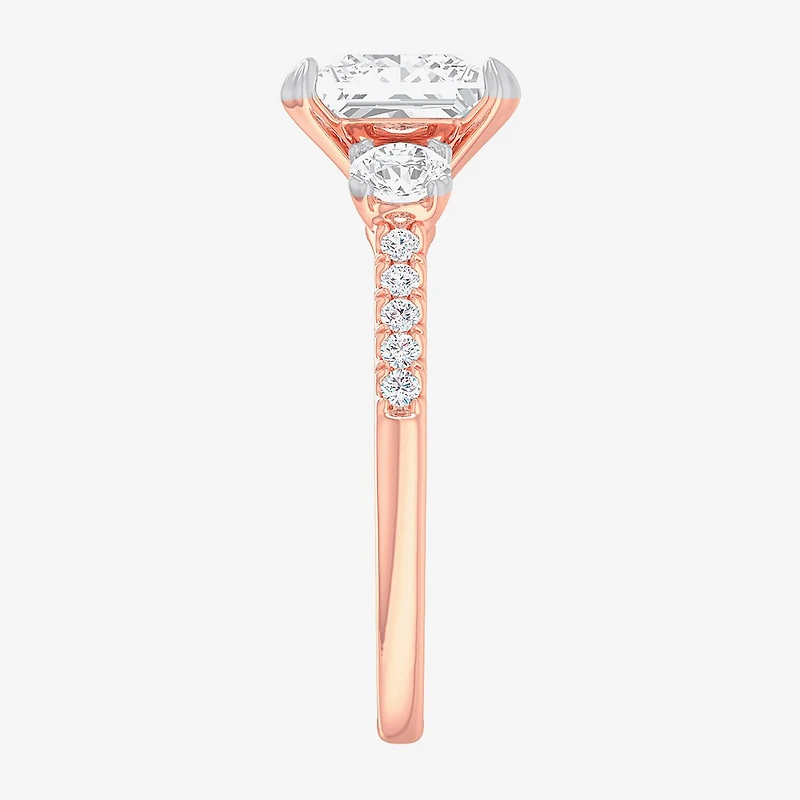 (G-H / Si1-Si2) Womens 2 1/2 CT. T.W. Lab Grown White Diamond 14K Gold Side Stone 3-Stone Engagement Ring