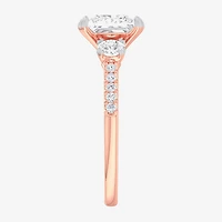 (G-H / Si1-Si2) Womens 2 1/2 CT. T.W. Lab Grown White Diamond 14K Gold Side Stone 3-Stone Engagement Ring