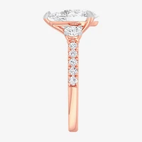 (G-H / Si1-Si2) Womens 2 1/2 CT. T.W. Lab Grown White Diamond 14K Gold Pear Side Stone 3-Stone Engagement Ring