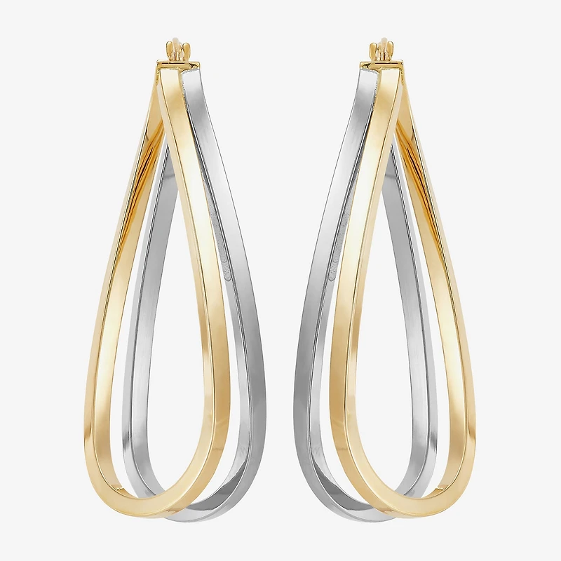 Made in Italy Womens 14K Two Tone Gold 40mm Round Hoop Earrings