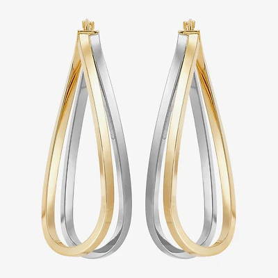 Made in Italy Womens 14K Two Tone Gold 40mm Round Hoop Earrings