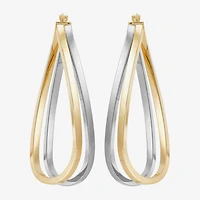 Made in Italy Womens 14K Two Tone Gold 40mm Round Hoop Earrings