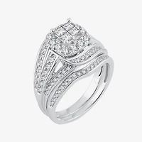 Womens 1 CT. T.W. Natural White Diamond 10K Gold Cushion Bridal Set