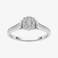1/3 CT.T.W. Natural Diamond 10K White Gold Round Cluster Engagement Ring