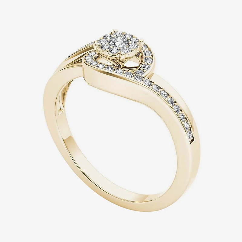 1/5 CT.T.W. Natural Diamond Swirl 10K Yellow Gold Engagement Ring