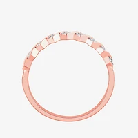 Stackable Ring (H-I / Si1-Si2) Diamond Accent Lab Grown White 10K Gold Square Wedding Band