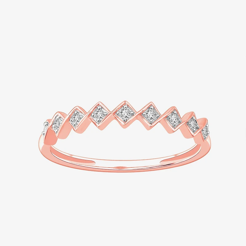 Stackable Ring (H-I / Si1-Si2) Diamond Accent Lab Grown White 10K Gold Square Wedding Band