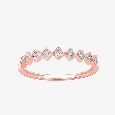 Stackable Ring (H-I / Si1-Si2) Diamond Accent Lab Grown White 10K Gold Square Wedding Band