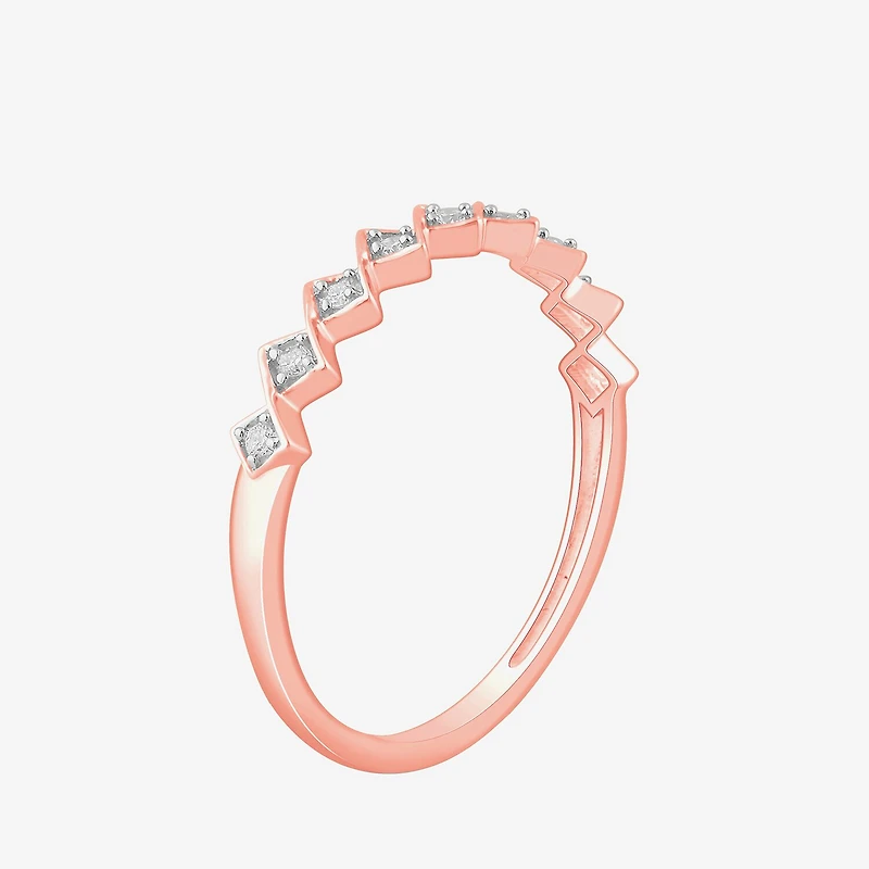 Stackable Ring (H-I / Si1-Si2) Diamond Accent Lab Grown White 10K Gold Square Wedding Band