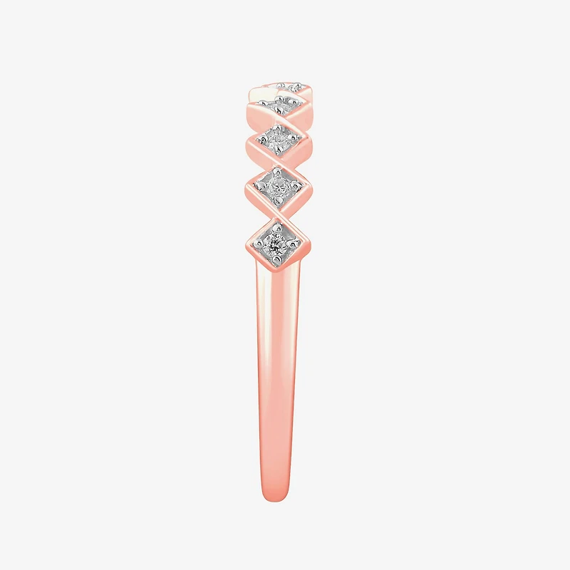 Stackable Ring (H-I / Si1-Si2) Diamond Accent Lab Grown White 10K Gold Square Wedding Band