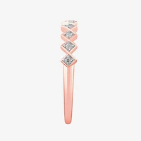 Stackable Ring (H-I / Si1-Si2) Diamond Accent Lab Grown White 10K Gold Square Wedding Band
