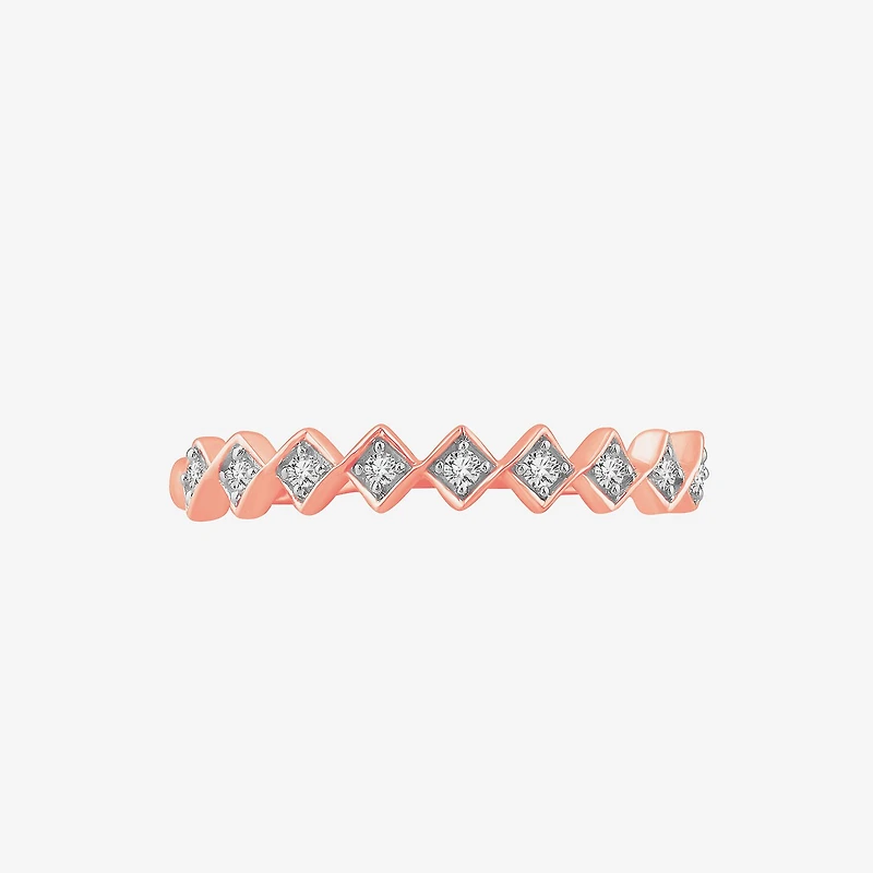 Stackable Ring (H-I / Si1-Si2) Diamond Accent Lab Grown White 10K Gold Square Wedding Band