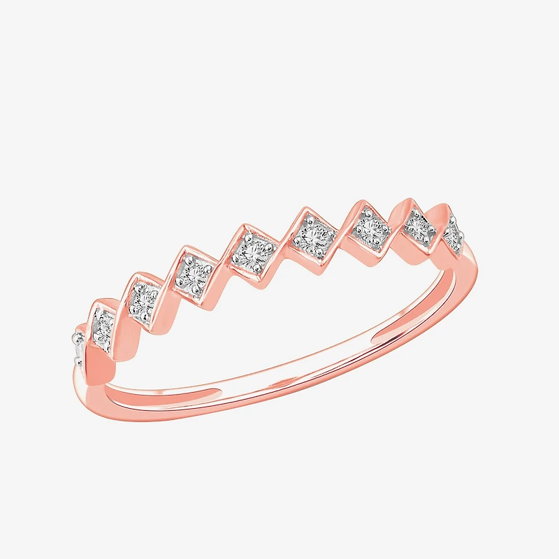 Stackable Ring (H-I / Si1-Si2) Diamond Accent Lab Grown White 10K Gold Square Wedding Band