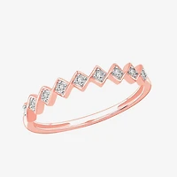 Stackable Ring (H-I / Si1-Si2) Diamond Accent Lab Grown White 10K Gold Square Wedding Band
