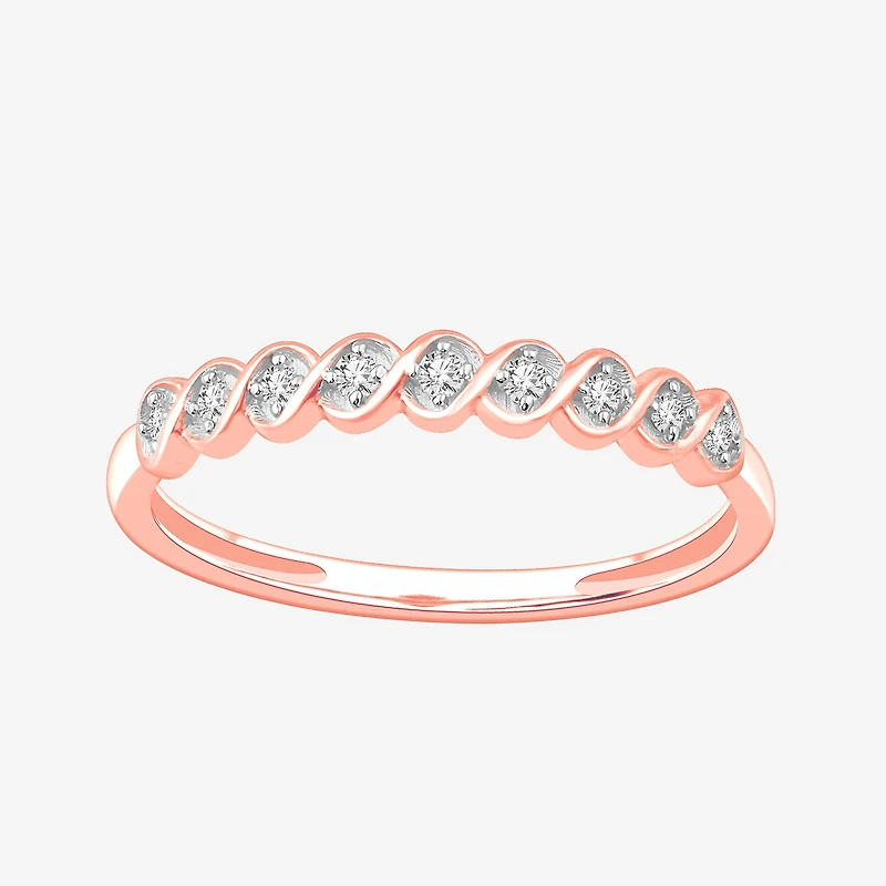 Stackable Ring (H-I / Si1-Si2) Diamond Accent Lab Grown White 10K Gold Square Wedding Band
