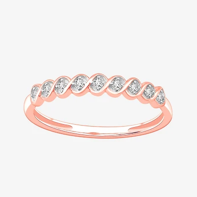 Stackable Ring (H-I / Si1-Si2) Diamond Accent Lab Grown White 10K Gold Square Wedding Band